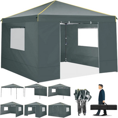 HOTEEL 10' x 10' Outdoor Canopy Party Tent EZ Pop up Canopy Portable Commercial Instant Canopy Shelter Tent Waterproof Gazebo with 4 Sidewalls & Carry Bag,Stakes & Ropes,Black