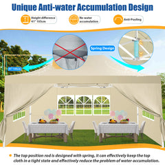 HOTEEL 10x15 Pop Up Canopy Tent Heavy Duty with 4 Sidewalls,Tents for Parties Outdoor Canopy Event Tent Wedding with Roller Bag,UV 50+ & Upgraded No Water Accumulation,Thick Hexagonal Legs