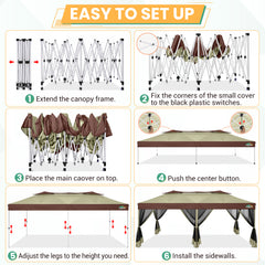 HOTEEL 10x20 Gazebo Canopy Tent with 6 Netting Sidewalls,Pop up Canopy for Parties Wedding,Commercial Easy up Gazebo with Sandbags,UV 50+