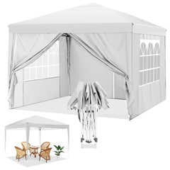 COBIZI 10x10ft Popup Canopy Waterproof Canopy with 4 Sidewalls Outdoor Commercial Instant Shelter Beach Camping Canopy Tent for Party, Black