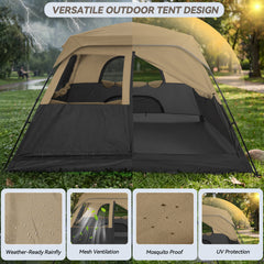 6-8 Person Camping Tent, Easy Setup Waterproof Windproof Backpacking Tent with Removable Rainfly, Lightweight Portable Outdoor Family Tents for Camping, Travel, Fishing, Hiking