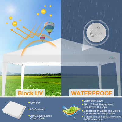 COBIZI Pop Up Canopy Gazebo Outdoor Shade Tent 10'X10' With 4 Sand Bag SPC000265