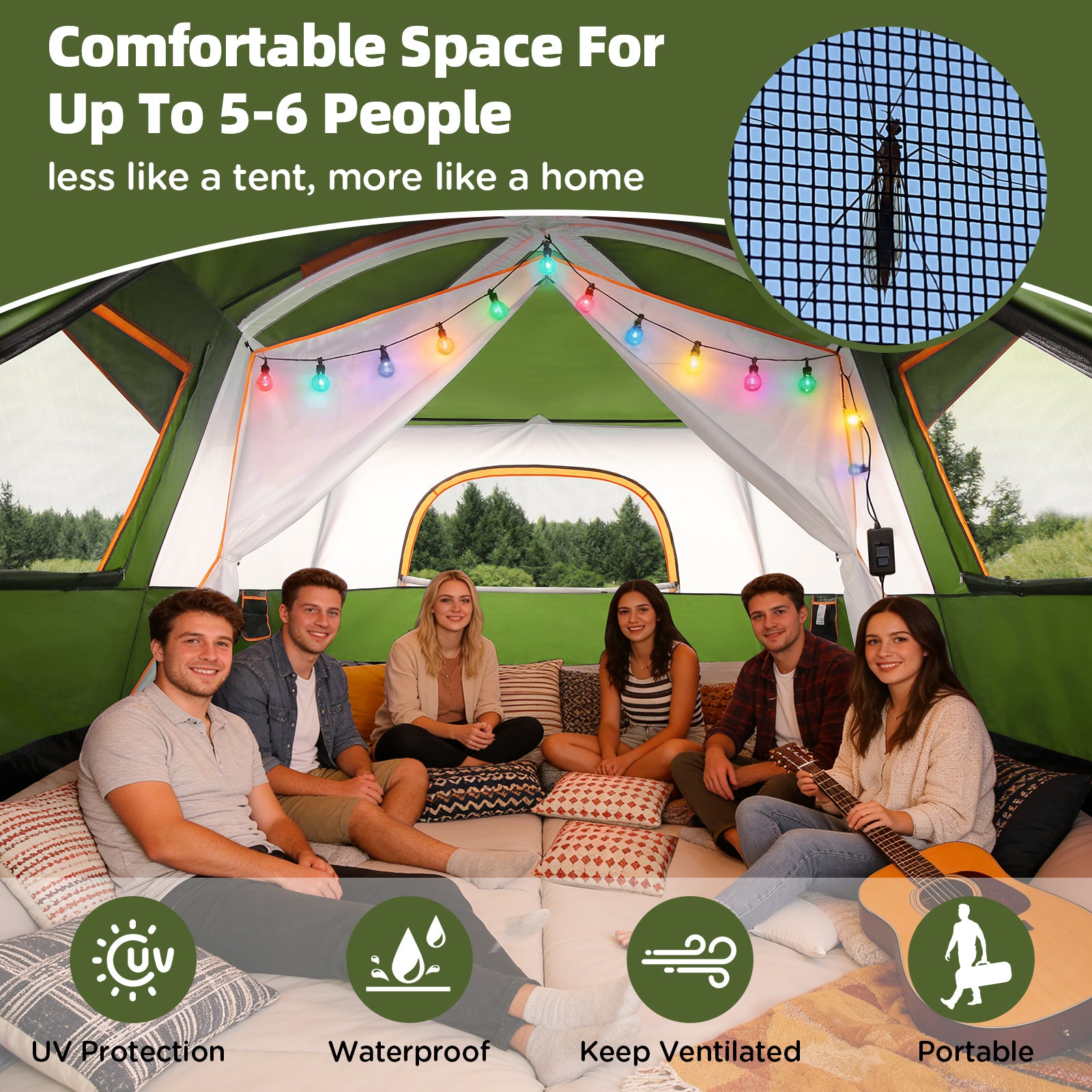 COBIZI 10 Person Large  2 Room Camping Tent With Removable Awning , 3 Minutes Instant Setup SPC269