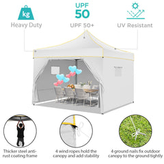 HOTEEL Canopy Tent 10x10 Pop Up Canopy, Outdoor Easy Up Canopy With Sidewalls, Portable Event Tent for Backyard, Parties, Camping, Commercial