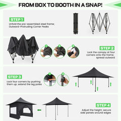 Hoteel 13x13 Pop up Canopy with 4 Removable Sidewalls, Outdoor Canopy Tents for Parties Wedding, High Stability, Instant Sun Protection Shelter with Upgrade Raised Roof and Carry Bag