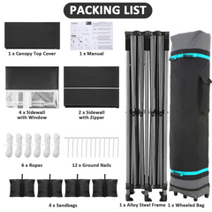 COBIZI 10x20 Pop up Canopy with 6 sidewalls Commercial Heavy Duty Canopy UPF 50+ All Weather Waterproof Outdoor Wedding Party Tents Gazebo with Roller Bag, Black