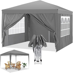 COBIZI 10x10ft Popup Canopy Waterproof Canopy with 4 Sidewalls Outdoor Commercial Instant Shelter Beach Camping Canopy Tent for Party, Black