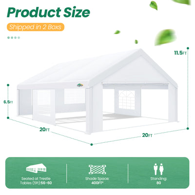 COBIZI 20'x20' Heavy Duty  Party Canopy with 6 Sidewalls & Built-in Sandbags SPC280