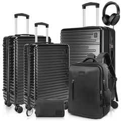 Hoteel 5 Piece Hardshell Luggage Set,Expandable PC+ABS Durable Suitcase,Hardside Lightweight Suitcase with TSA Lock Spinner Wheels,Navy Blue