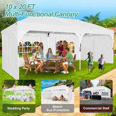 HOTEEL 10'x20' Up Pop Up Canopy Tent, Party Tents with One Push Central Button Air Vent, Instant Canopy Tent with Sidewalls & Reflective Strip