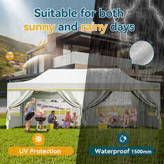 HOTEEL 13x26 Heavy Duty Pop Up Canopy,Instant Outdoor Gazebo with 6 Sidewalls, Commercial Grade Party Tent for Wedding Events, Hexagonal Frame,Black