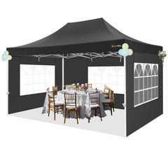 Hoteel 10'x15' Heavy Duty Canopy Tent with 4 Sidewalls,Pop up Canopy for Parties Wedding,Commercial Easy up Gazebo with Roller Bag,UV 50+&Waterproof