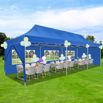 HOTEEL 10¡¯x30' pop-up tent, suitable for parties, heavy-duty easy-to-set-up tent with 8 side walls, outdoor commercial instant gazebo, suitable for wedding events, with portable bag
