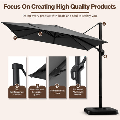 HOTEEL 10 Ft Patio Umbrella Outdoor Cantilever Umbrella Aluminum Offset Umbrella with Base, 360¡ã Rotation, Navy
