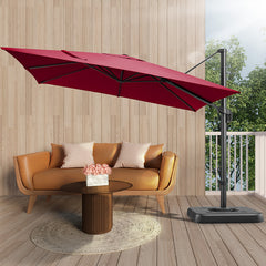 Hoteel 10 Ft Patio Umbrella Outdoor Cantilever Square Umbrella Aluminum Offset Umbrella with Base, 360° Rotation，Burgundy12