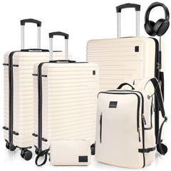 Hoteel 5 Piece Hardshell Luggage Set,Expandable PC+ABS Durable Suitcase,Hardside Lightweight Suitcase with TSA Lock Spinner Wheels,Navy Blue