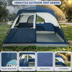 6-8 Person Camping Tent, Easy Setup Waterproof Windproof Backpacking Tent with Removable Rainfly, Lightweight Portable Outdoor Family Tents for Camping, Travel, Fishing, Hiking