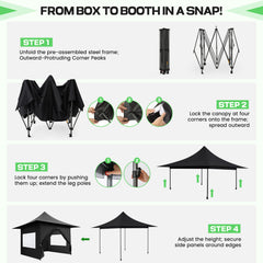 Hoteel 13x13 Pop up Canopy with 4 Removable Sidewalls, Outdoor Canopy Tents for Parties Wedding, High Stability, Instant Sun Protection Shelter with Upgrade Raised Roof and Carry Bag