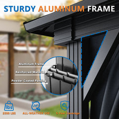 COBIZI 10'x15' Hardtop Gazebo with Heavy Duty Galvanized Steel Metal Roof, Patio Hard Top Gazebo with Curtains & Netting, Black SPC000274