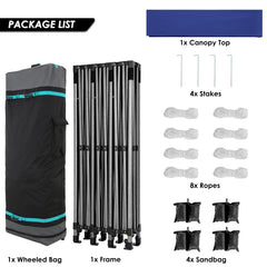 HOTEEL 10x30 Pop Up Canopy, Heavy Duty Canopy UPF 50+ All Season Wind Waterproof Commercial Outdoor Wedding Party Tents Gazebo with Roller Bag, Dark Blue