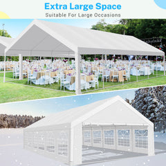 HOTEEL 20x40 Party Tent Heavy Duty with 8 Removable Sidewalls & 4 Built-in Sandbags, Commercial Wedding Large Tent, UV 50+, Waterproof, White