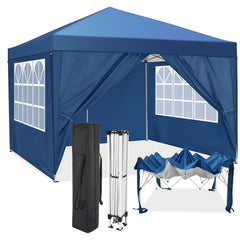 COBIZI 10x10ft Popup Canopy Waterproof Canopy with 4 Sidewalls Outdoor Commercial Instant Shelter Beach Camping Canopy Tent for Party, Black