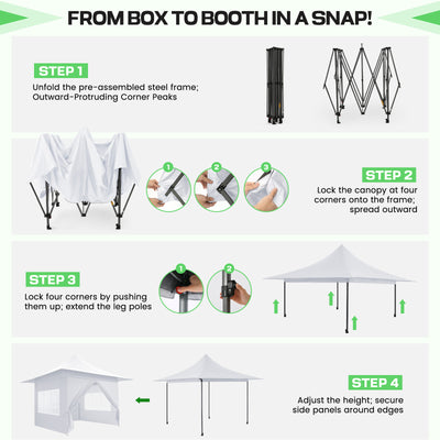 Hoteel 13x13 Pop up Canopy with 4 Removable Sidewalls, Outdoor Canopy Tents for Parties Wedding, High Stability, Instant Sun Protection Shelter with Upgrade Raised Roof and Carry Bag