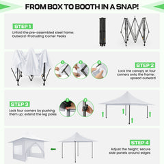 Hoteel 13x13 Pop up Canopy with 4 Removable Sidewalls, Outdoor Canopy Tents for Parties Wedding, High Stability, Instant Sun Protection Shelter with Upgrade Raised Roof and Carry Bag