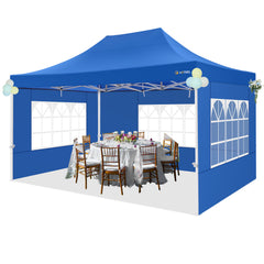 Hoteel 10x15 Heavy Duty Canopy Tent with 4 Sidewalls,Pop up Canopy for Parties Wedding,Commercial Easy up Gazebo with Roller Bag,UV 50+ &,Blue