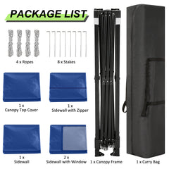 HOTEEL 10' x 10' Outdoor Canopy Party Tent EZ Pop Up Canopy Portable Commercial Instant Canopy Shelter Tent Waterproof Gazebo with 4 Sidewalls & Carry Bag,Stakes & Ropes