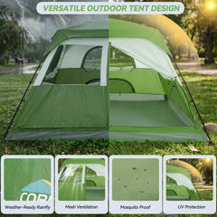 6-8 Person Camping Tent, Easy Setup Waterproof Windproof Backpacking Tent with Removable Rainfly, Lightweight Portable Outdoor Family Tents for Camping, Travel, Fishing, Hiking