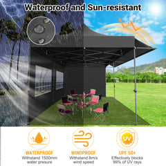 COBIZI 10X20 ft Canopy with Extended Awning, Heavy Duty EZ Pop up Folding Canopy Tent with Roller Bag, Rainproof&Sunproof Awning Gazebo Shelter for Party Events, Market, Vendor