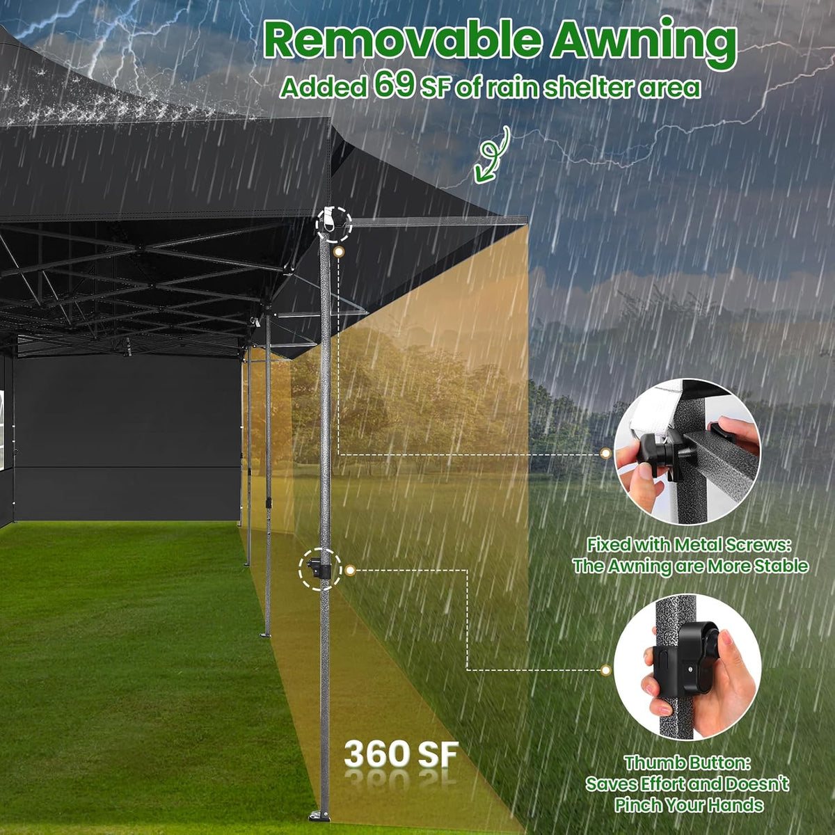 COBIZI 10'x30' Heavy Duty Pop up Canopy Tent with Extended Awning SPC119