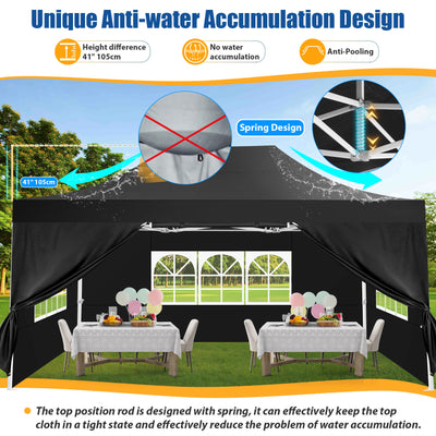 HOTEEL 10x15 Pop Up Canopy Tent Heavy Duty with 4 Sidewalls,Tents for Parties Outdoor Canopy Event Tent Wedding with Roller Bag,UV 50+ & Upgraded No Water Accumulation,Thick Hexagonal Legs