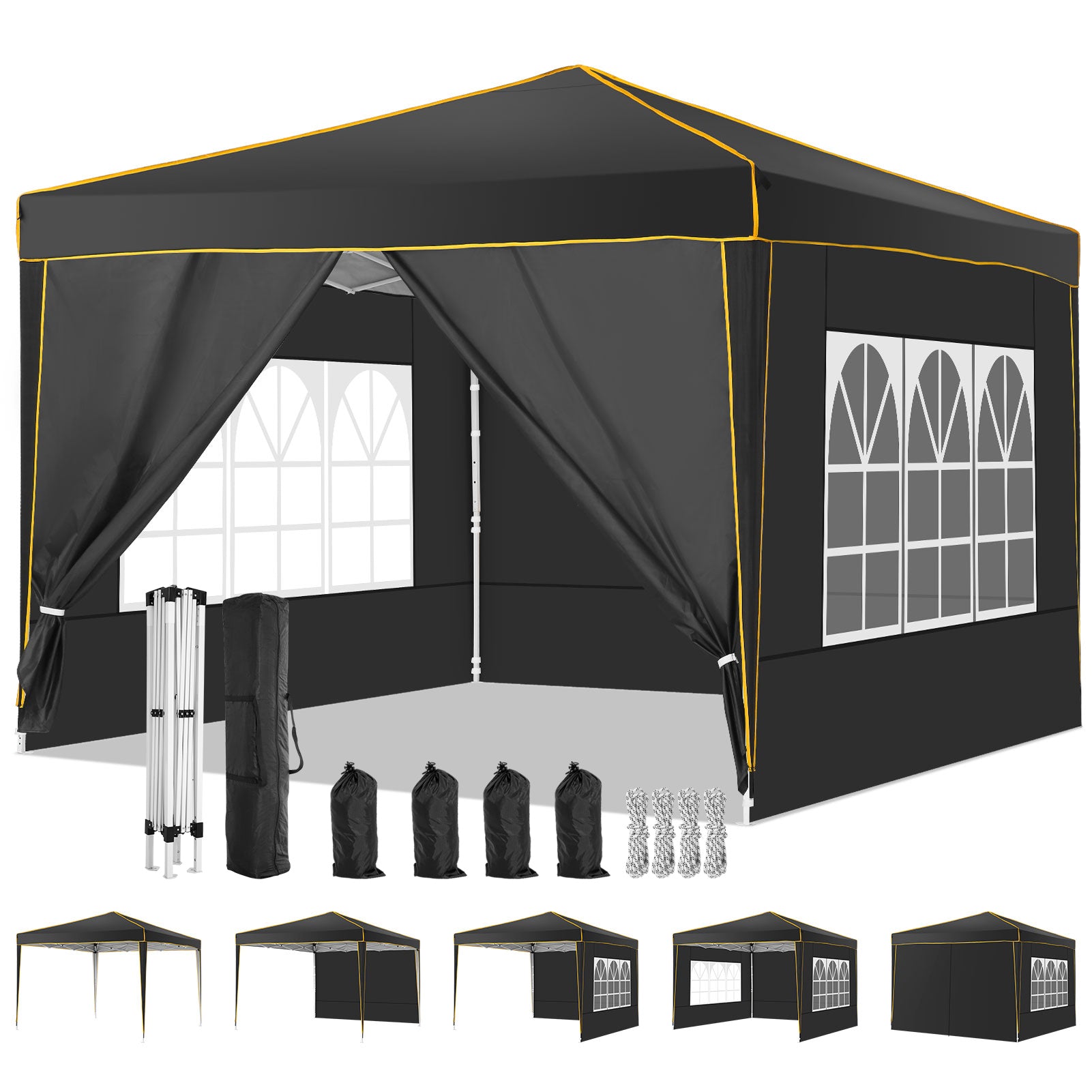 COBIZI 10x10 Pop up Canopy with Sidewalls,Waterproof Tent for Parties Wedding Event,Instant Outdoor Gazebos with Carry Bag,Stakes,Ropes & Sandbags