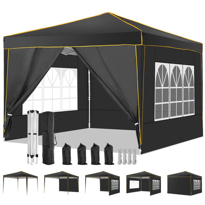 COBIZI 10x10 Pop up Canopy with Sidewalls,Waterproof Tent for Parties Wedding Event,Instant Outdoor Gazebos with Carry Bag,Stakes,Ropes & Sandbags