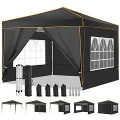 COBIZI 10x10 Pop up Canopy with Sidewalls,Waterproof Tent for Parties Wedding Event,Instant Outdoor Gazebos with Carry Bag,Stakes,Ropes & Sandbags
