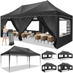 HOTEEL Canopy 10'x20' Pop Up Canopy Tent Heavy Duty Waterproof Adjustable Commercial Instant Canopy Outdoor Party Canopy Parties,Wedding,Outside Patio,Event,Backyard