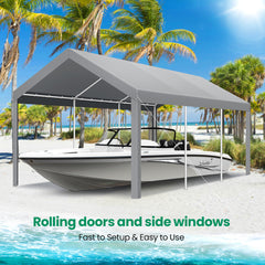 Hoteel 10'x20' Carport Heavy Duty Galvanized Car Canopy Tents with Powder-Coated Steel Frame, Quick Assembly Steel Shelter with All-Season Tarp for Outdoor Truck Boat Car Port Party Storage
