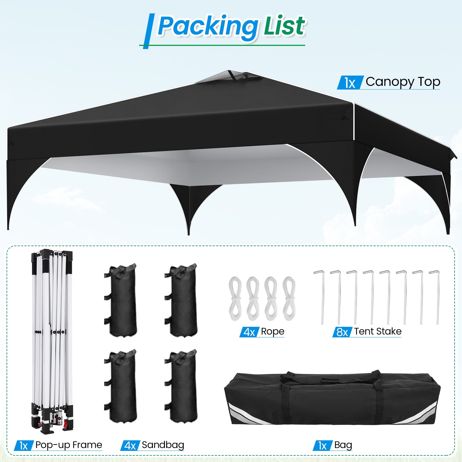 Cobizi 10'x10' Up Pop Up Canopy Tent, Party Tents with One Push Central Button Air Vent, Instant Canopy Tent with 3 Sidewalls & Reflective Strip SPC000141