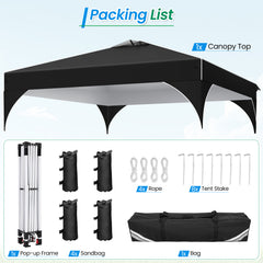 HOTEEL 10'x10' Up Pop Up Canopy Tent, Party Tents with One Push Central Button Air Vent, Instant Canopy Tent with 3 Sidewalls & Reflective Strip
