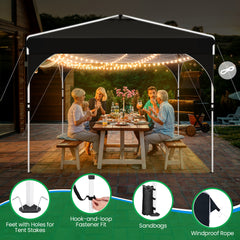 HOTEEL 10'x10' Up Pop Up Canopy Tent, Party Tents with One Push Central Button Air Vent, Instant Canopy Tent with 3 Sidewalls & Reflective Strip