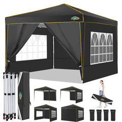 HOTEEL Pop up Canopy Tent 10x10 Commercial Instant Canopy with 4 Sidewalls & Carry Bag,Portable Tent for Parties Beach Camping Party Event Shelter Sun Shade