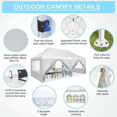 YUEBO Canopy 10' x 20' Pop Up Canopy Tent Heavy Duty Waterproof Adjustable Commercial Instant Canopy Outdoor Party Canopy Parties,Wedding,Outside Patio,Event,Backyard,Black
