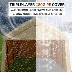 YUEBO Carport, 10'x 20' Heavy Duty Carport with Roll-up Ventilated Windows, Portable Garage with Removable Sidewalls & Doors for Car, Truck, Boat, Car Canopy with All-Season Tarp, Yellow