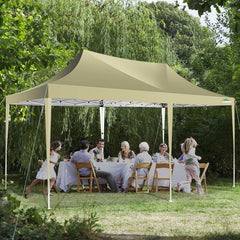COBIZI 10x20 Canopy Tent with Sidewalls, 3 Adjustable Height Commercial Canopy, Pop Up Party Canopy with 12 Stakes & 6 Ropes,Khaki