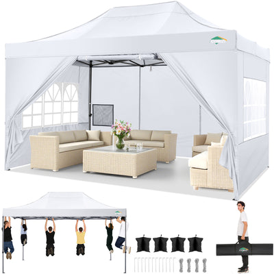 COBIZI 10'x15' Heavy Duty Pop Up Canopy with 4 Sidewalls & 3 Adjustable Heights AMA5913