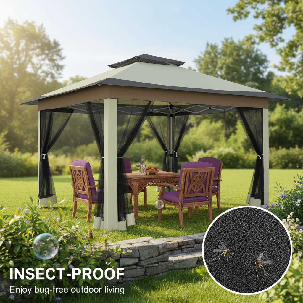 [In-Stock] COBIZI 12'x12' Pop Up Gazebo Canopy with Mosquito Netting 3 Adjustable Height AMA5920