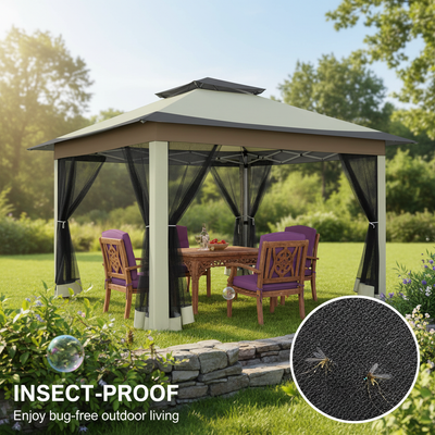 [In-Stock] COBIZI 12'x12' Pop Up Gazebo Canopy with Mosquito Netting 3 Adjustable Height AMA5920