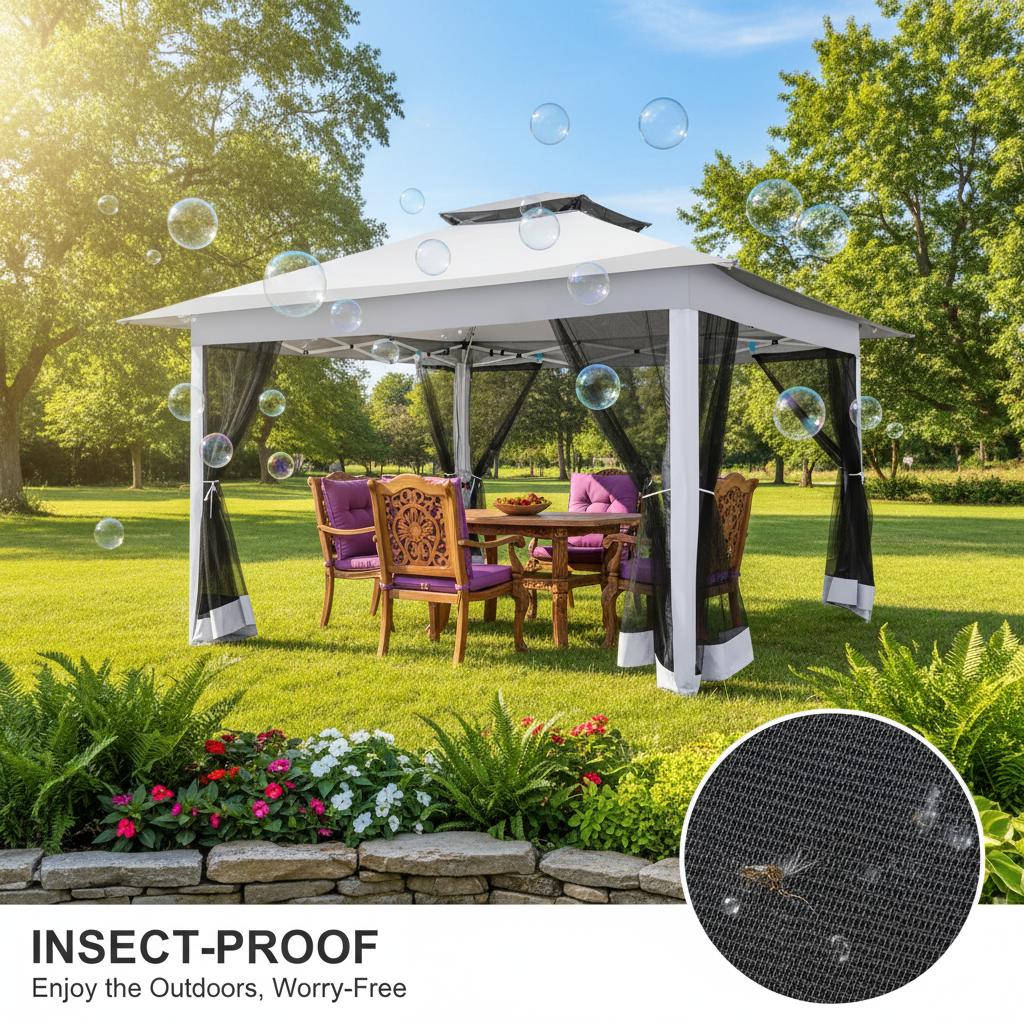 [In-Stock] COBIZI 12'x12' Pop Up Gazebo Canopy with Mosquito Netting 3 Adjustable Height AMA5920